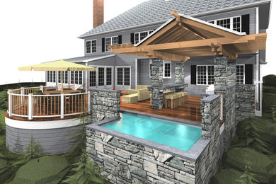DECK WITH HOT TUB & ROOFED KITCHEN