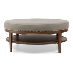 Frank Ottoman in Taupe/Wood - Footstools & Ottomans