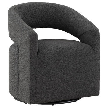 Pemberly Row Fabric Armchair with Curved Armrests in Charcoal