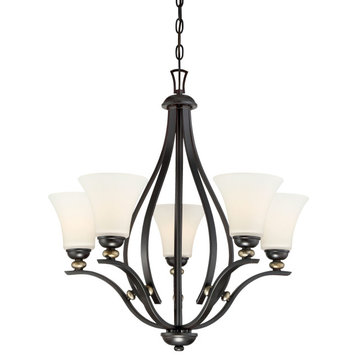 Minka Lavery 3285-589 5 Light One Tier Chandelier - Lathan Bronze with Gold