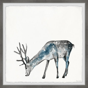 "Grazing Deer" Framed Painting Print, 12x12
