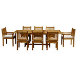 Chic Teak - 9-Piece Rectangular Teak Wood Elzas Table/Chair Set With Cushions - This 9 piece Rectangular Elzas Table and Chair set offers a sense of elegance with an informal and inviting style that makes it the perfect outdoor setting. This table is large enough to accommodate large parties, but its design still makes it seem cozy and inviting for a dinner with friends.