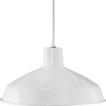 Progress - Progress P5094-30 One Light Pendant - One-light industrial style warehouse cord-hung pendant with spun metal shade. Gloss white inside shade for reflectivity. 3 Conductor SVT white cord.  One-light industrial style warehouse cord-hung pendant  Spun metal shade. Gloss white inside shade for reflectivity. Shade Included: TRUE Canopy Diameter: 5.00Cord Color: WhiteWarranty: 1 Year Warranty* Number of Bulbs: 1*Wattage: 150W* BulbType: Medium Base* Bulb Included: No