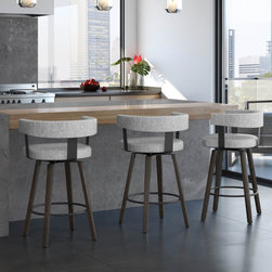 Fletcher Wood Swivel Stool with Curved Low Back by Amisco - Bar Stools And Counter Stools