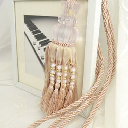 5 Colors QYM38 Polyester and Acrylic Curtain Tassel Tie Backs in Pink Color - Window Treatment Accessories