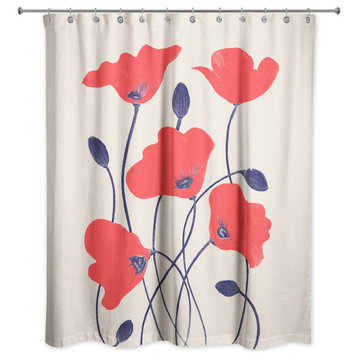 Simple Red Poppies 71x74 Shower Curtain