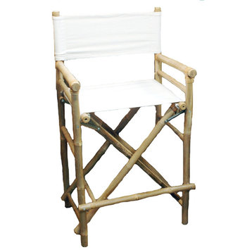 Chair Bamboo Director High Chair, Set of 2, White