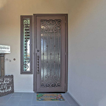 Custom French Tip Iron Security Door with Matching Window Guard