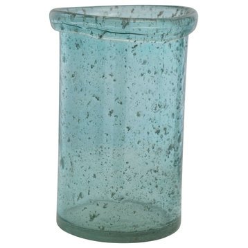 Coastal Glass Vase, Distressed Blue