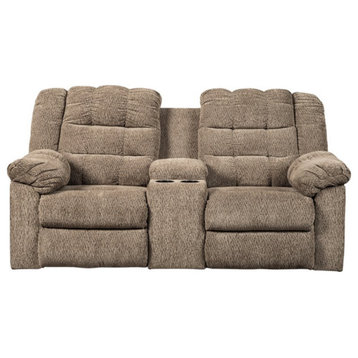 Signature Design by Ashley Workhorse Reclining Loveseat with Console in Cocoa