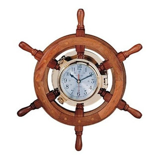 Brass Ship Porthole Vintage Wall Clock Nautical Beach House Decor 