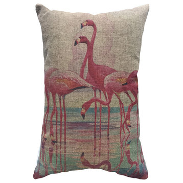 Flamingos Linen Pillow