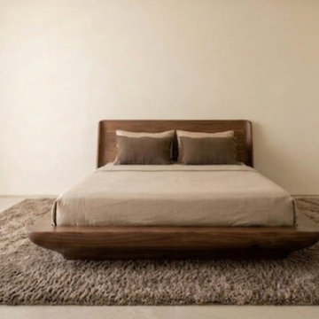 Scandinavian Solid Wood Platform Bed | Curved Modern Low Profile Bed
