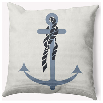 26x26" Anchor and Rope Nautical Decorative Indoor Pillow, Dusty Smoke