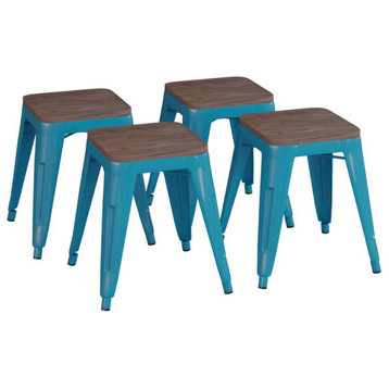 Flash Furniture Kai 4Pk Teal Stool-Wood Seat Et-Bt3503-18-Tl-Wd-Gg