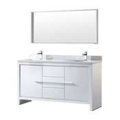 Allier 60" Double Sink Bathroom Vanity, Mirror, Fortore Chrome Faucet
