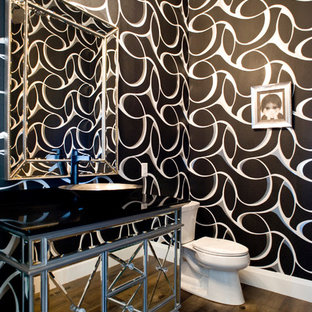 75 Beautiful Contemporary Powder Room With Glass-Front Cabinets