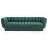 Entertain Vertical Channel Tufted Performance Velvet Sofa Green