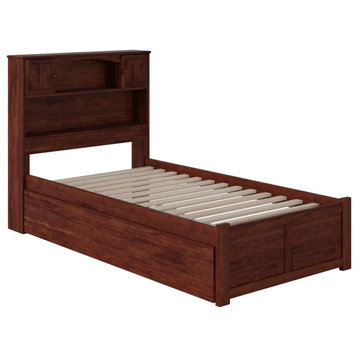 Newport Twin Extra Long Bed With Footboard and Twin Extra Long Trundle, Walnut
