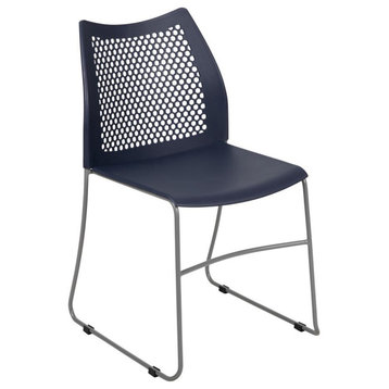 HERCULES Series 661 lb. Capacity Navy Stack Chair with Air-Vent Back and...