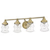 Keal 4 Light Bathroom Vanity Light, Antique Brass
