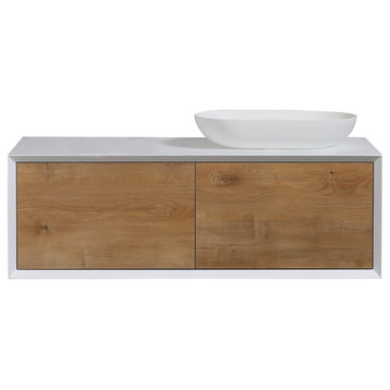 Alma-Fiona 48"  Nature finish Floating Vanity With One Sink, Right