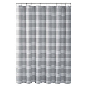 Sinatra Silver Fabric Shower Curtain With Sequins Contemporary