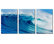 Blue Ocean Wave Metal Print Wall Art, 3 Panel Split, Triptych Wall Art, 48x24