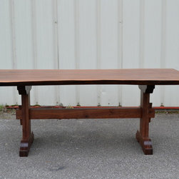 Live Edge Walnut Dining Table with Trestle Base - Dining Tables