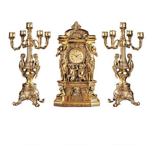 Chateau Chambord Clock & Candelabra Set - Victorian - Desk And