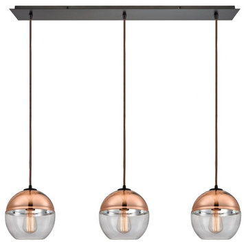 Modern Contemporary Luxe Three Light Chandelier in Oil Rubbed Bronze Finish