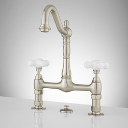 8" Bridge Bathroom Faucet-Large Porcelain Cross Handles - Products
