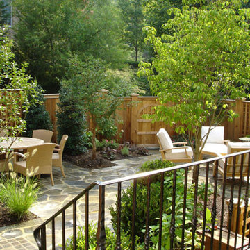 Custom Wood Fence and Flagstone Patio