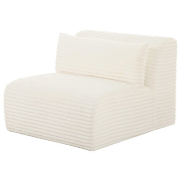 Tarra Fluffy Oversized Cream Corduroy Modular Armless Chair - Cream