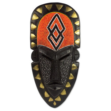 Fearless Warrior African Wood Mask, Ghana