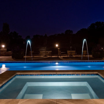 Lake Forest, IL Swimming Pool and Raised Hot Tub with Laminar Fountains