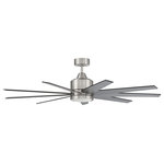 Craftmade - 60" Champion, Brushed Polished Nickel With Brushed Nickel/Flat Black Blades - With a heavy-duty, energy efficient DC motor, integrated 18W dimmable LED light with optional lens cover, and included remote control, the dual mount Champion 60" nine blade ceiling fan will earn your respect.
