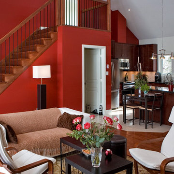 Wooden Stairs with Steel Balusters