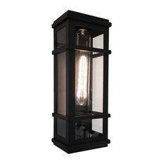 Granger Square 1-Light Black Outdoor Wall Light, Black