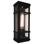Artcraft Lighting - Granger Square 1-Light Black Outdoor Wall Light, Black - The "Granger Street" collection of modern exterior lighting designed by S&C, has clear glassware which is frame in its precise linear frame. Shown in black and available in stainless steel. (Warranty on Exteriors lighting is 5 years on premature paint defects and 25 years against corrosion and we use corrosion resistant copper screws).