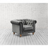 Londynn Club Chair Dark Gray Velvet 42L x 33.5W x 30.3H Button Tufted Rolled Arm