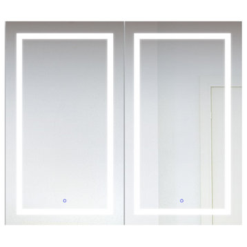 48x42 Recessed Or Surface Mount Medicine Cabinet 12 Shelves, LED, Dual
