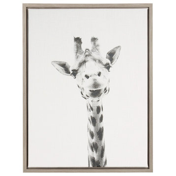 Sylvie Giraffe Gray Framed Canvas Wall Art by Simon Te Tai
