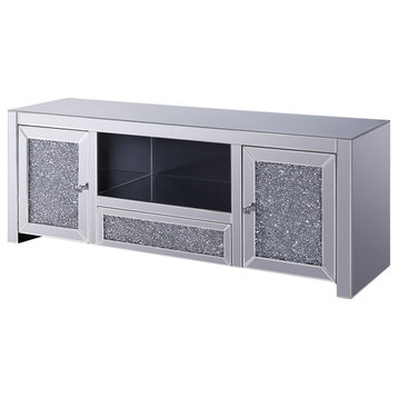 Acme Media Cabinet With Mirrored and Faux Diamonds 91450