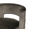 Freas Modern Glam Round Open Back Velvet Swivel Club Chair, Grey + Copper