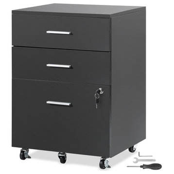 VEVOR 3-Drawer Wood File Cabinet under Desk Rolling File Cabinet Letter A4 size