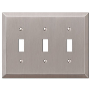 Century Steel 3-Toggle Wall Plate, Brushed Nickel