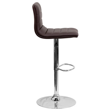 Flash Furniture 25" to 33" Striped Bar Stool in Brown with Chrome Base