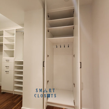 Customized Master Walk In Closet and Home Office Desk Designed By Smart Closets