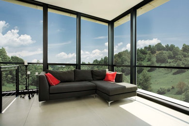 Inspiration for a mid-sized modern loft-style concrete floor living room remodel in San Luis Obispo